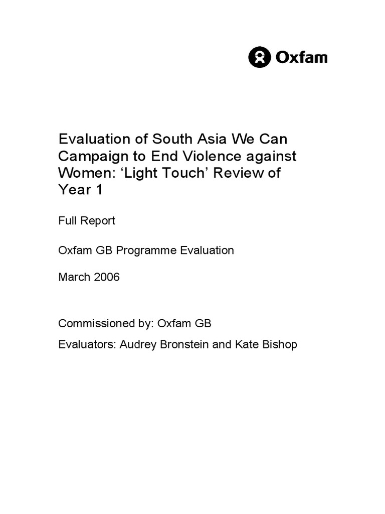 Evaluation of 'We Can' Campaign To End Violence Against Women in South ...