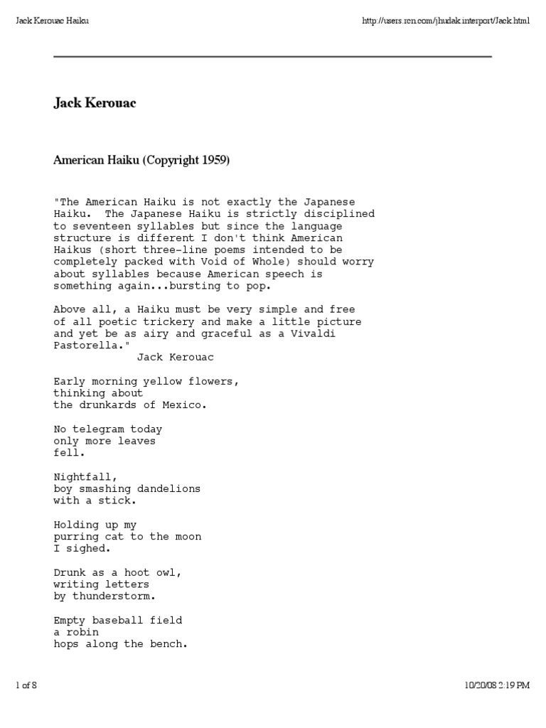 Jack Kerouac Haiku PDF PDF Poetry Nature