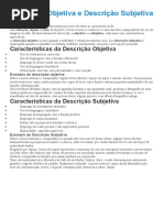 Descrição Objetiva e Descrição Subjetiva