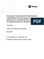 Evaluación Del Proyecto 'Fortaleciendo Capacidades Sobre Preparacio Ante Desastres en Asentamientos Urbano Del Departamento de Guatemala'