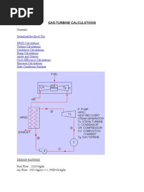 Gas Turbine Calculation Steam Engine Power Station