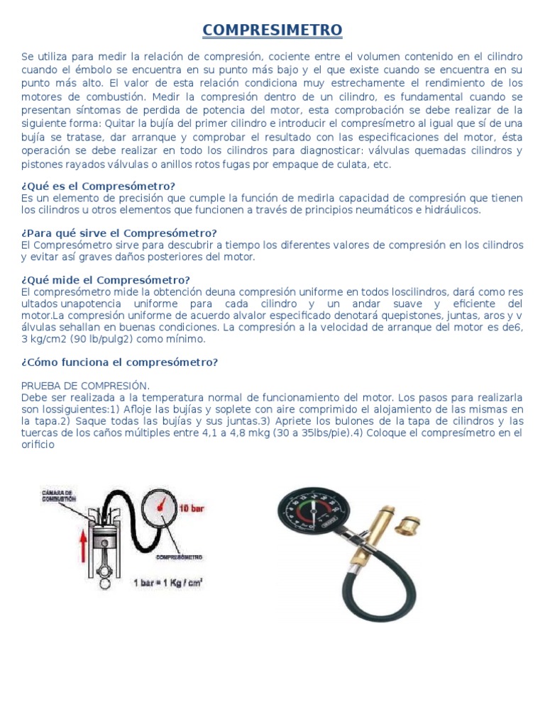 Uso y Funcionamiento del Compresómetro | PDF