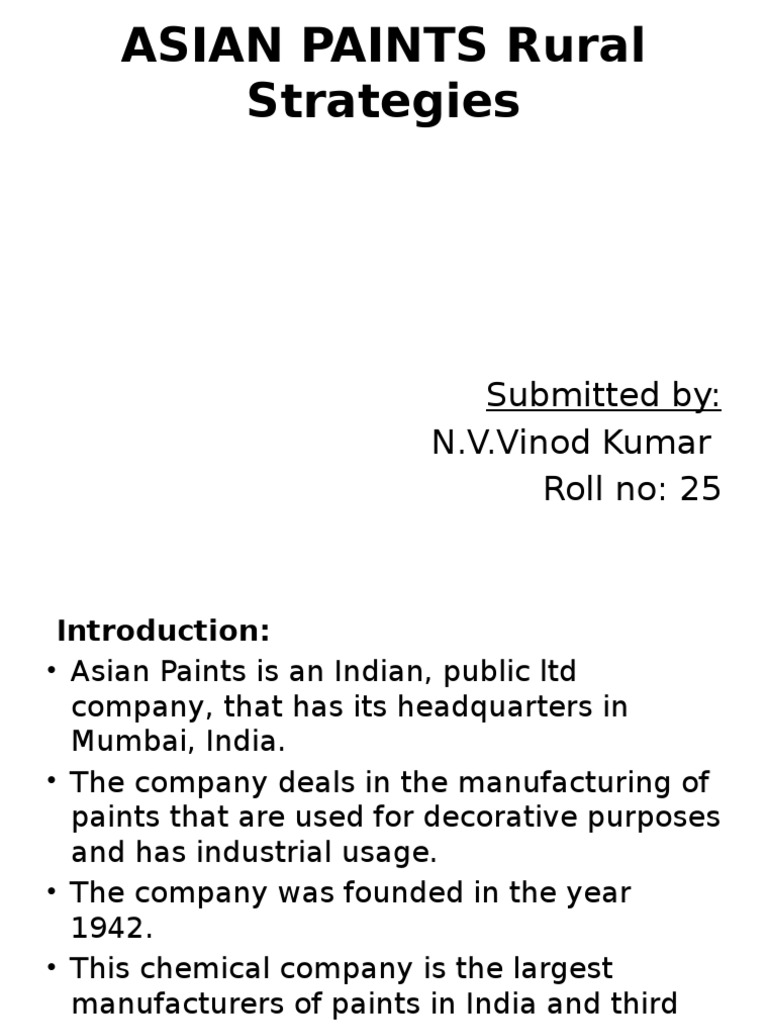 Asian Paints Rural Marketing Strategies | PDF | Brand | Paint