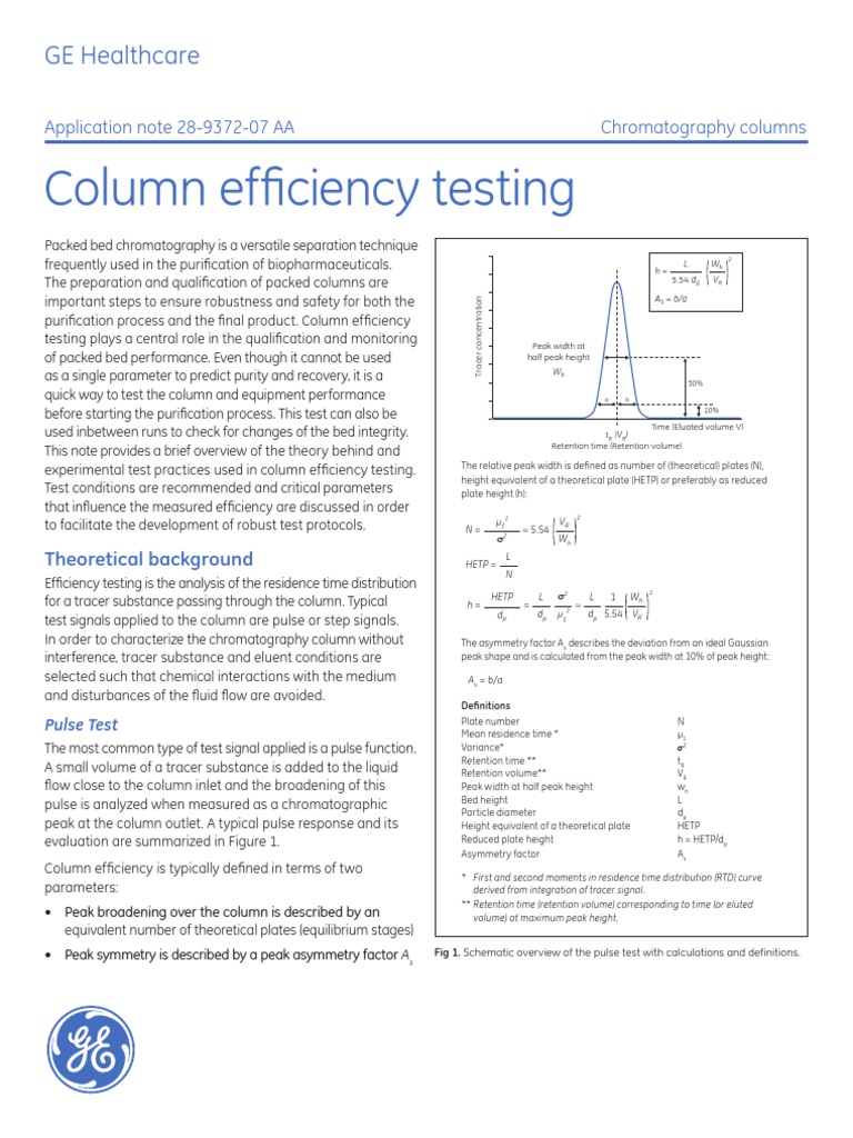 Column Efficiency Testing 28937207 PDF PDF Chromatography Chemistry