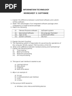 Software Worksheet