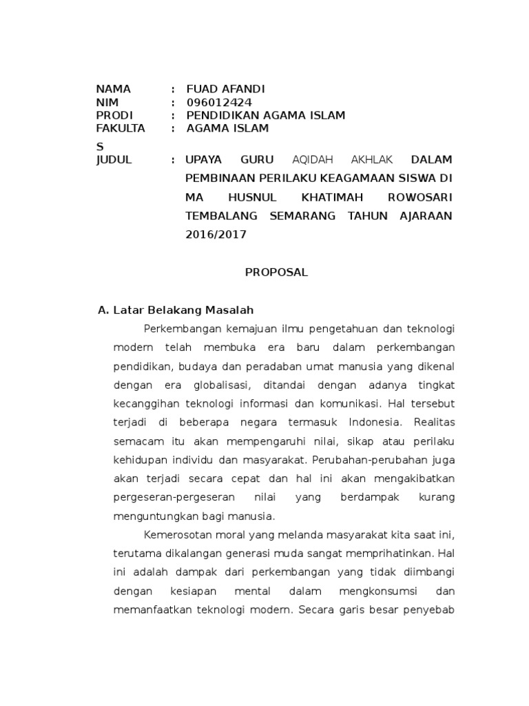 Contoh Proposal Skripsi Kuantitatif