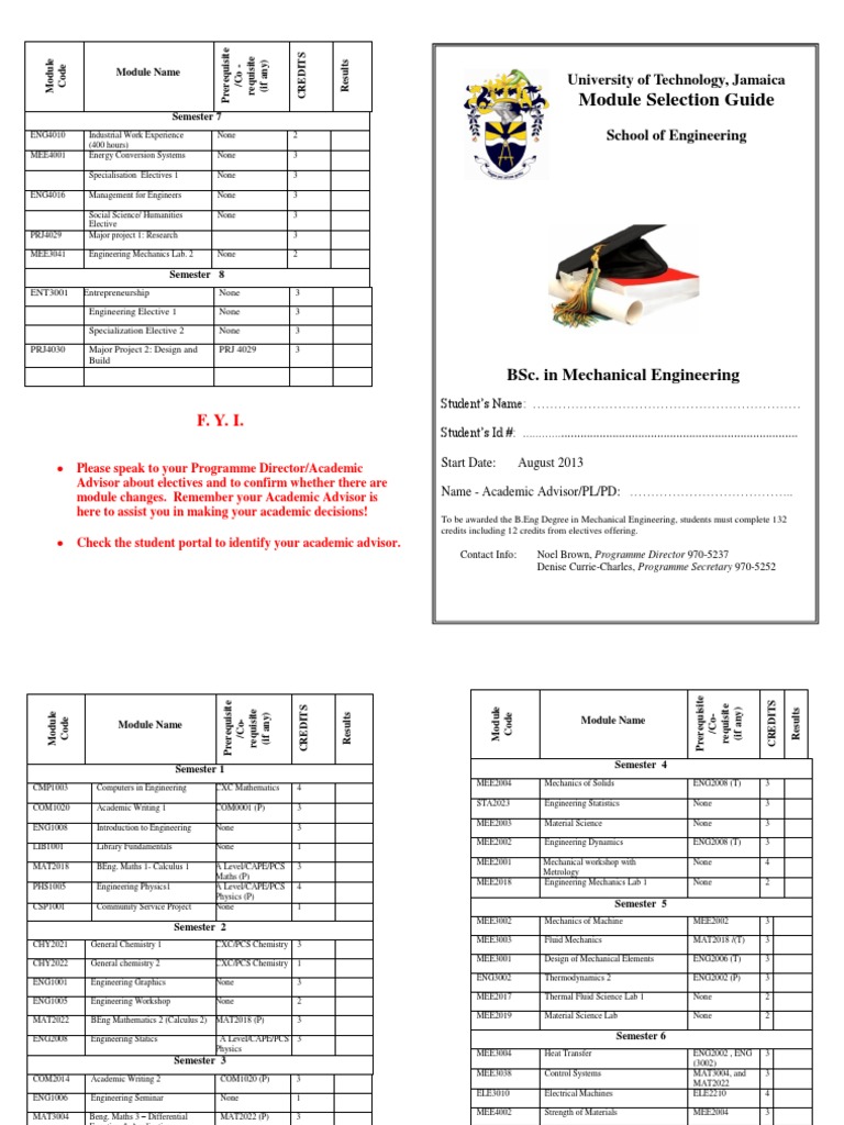BSc Mechanical Engineering Course Guide | PDF | Engineering ...
