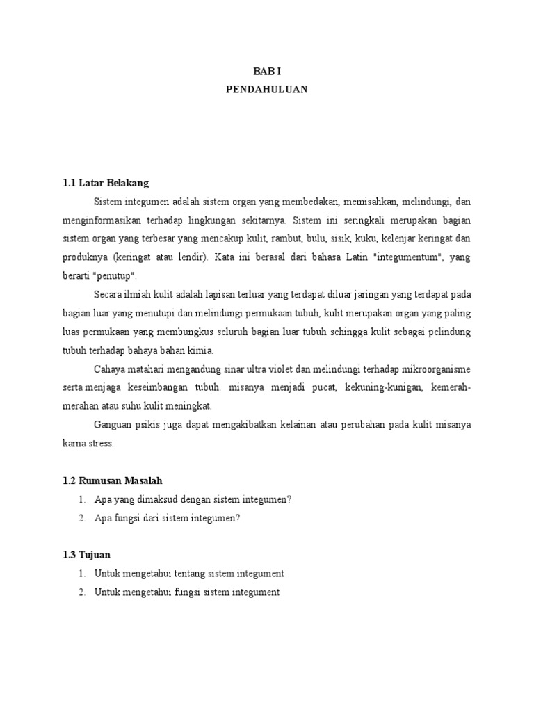 LATAR BELAKANG Makalah Sistem Integumen