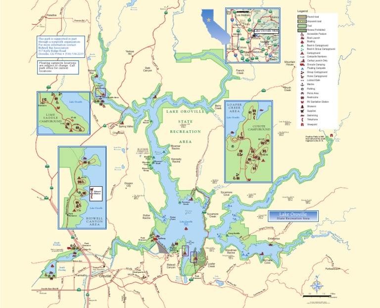 Lake Oroville State Recreaion Area Park Map Lake Oroville Campsite