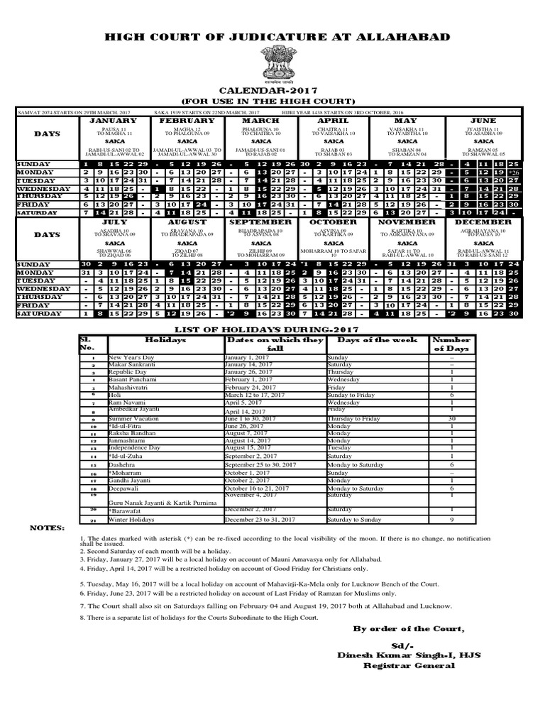 allahabad-high-court-calendar-pdf-religious-holidays-festival
