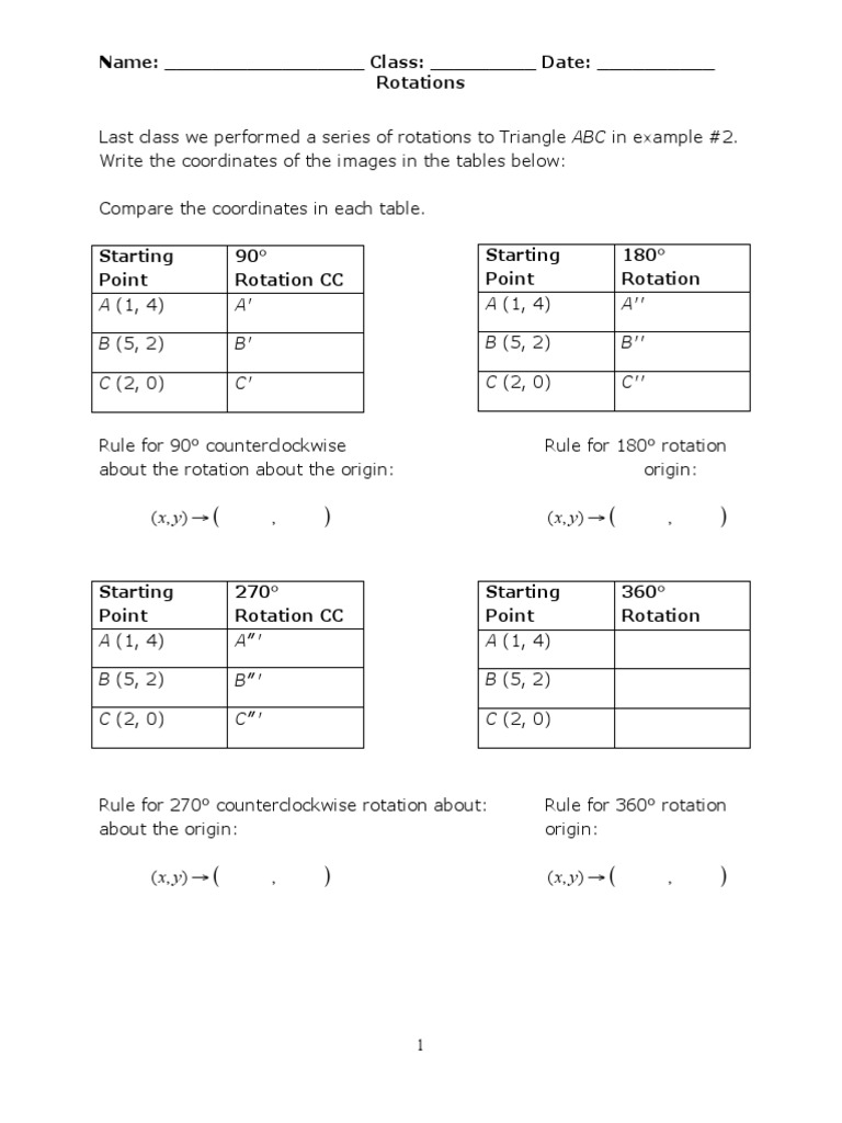Rotations Notes2 Activity | PDF | Shape | Cartesian Coordinate System