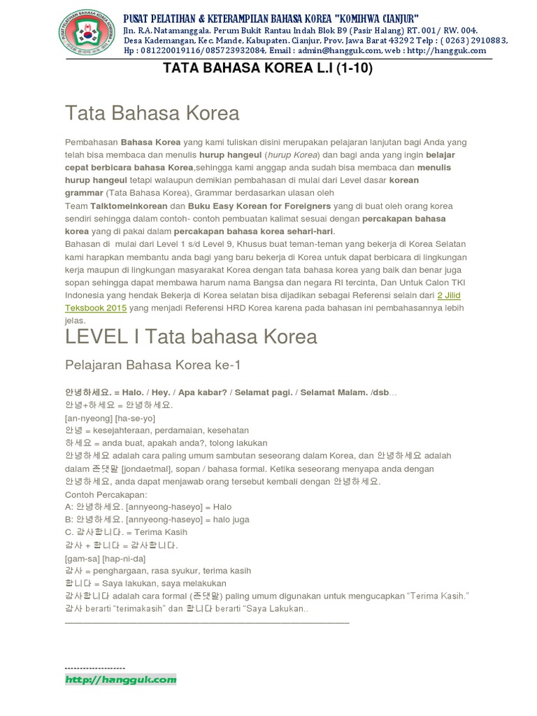 Tata Bahasa Korea Revisi L1pdf
