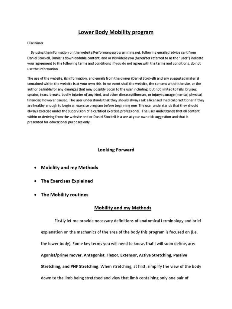 Lower Body Mobility Program Overview | PDF | Anatomical Terms Of Motion ...