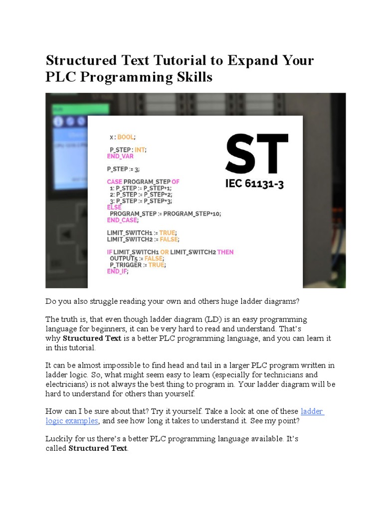 Structured Text Tutorial to Expand Your PLC Programming Skills ...
