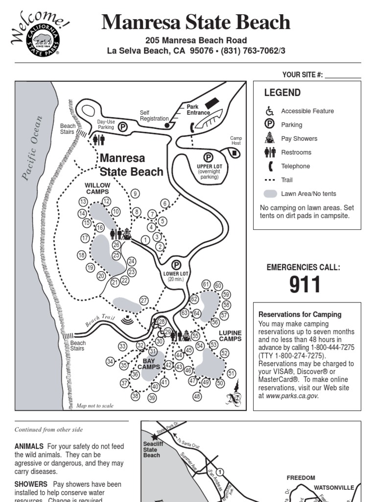 Manresa State Beach Campground Map Campsite Outdoor Recreation