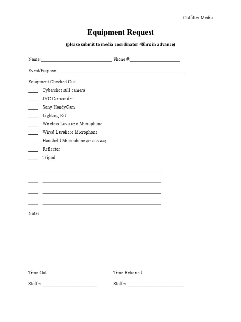 Equipment Request Form | PDF | Technology & Engineering