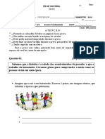 Prova de História do 2o ano do Ensino Fundamental sobre épocas passadas e marcação do tempo