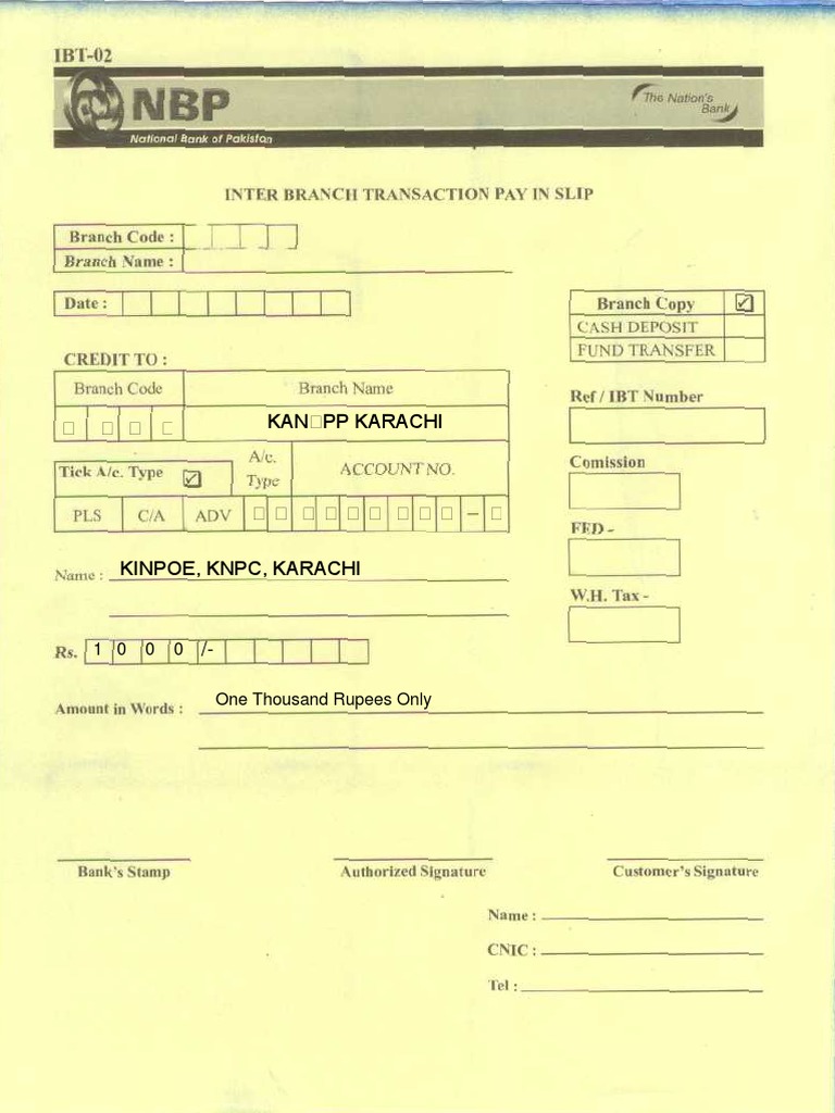 Bank Branch Transaction Receipt | PDF