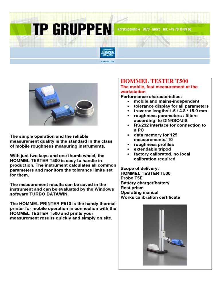 T500 PDF Surface Roughness Calibration