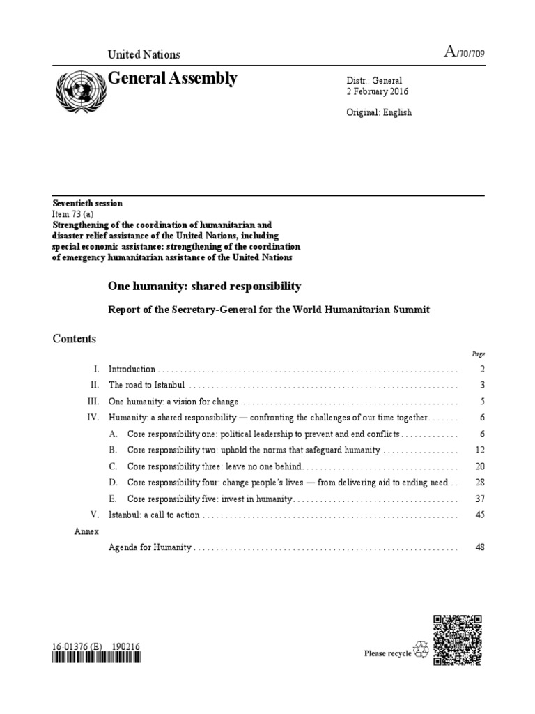 SecretaryGenerals One Humanity Report For Whs 2016 PDF