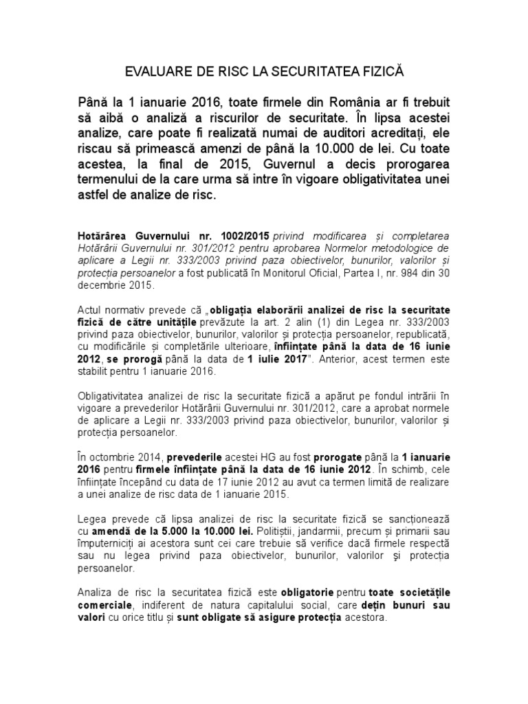 Evaluare Risc Descriere | PDF