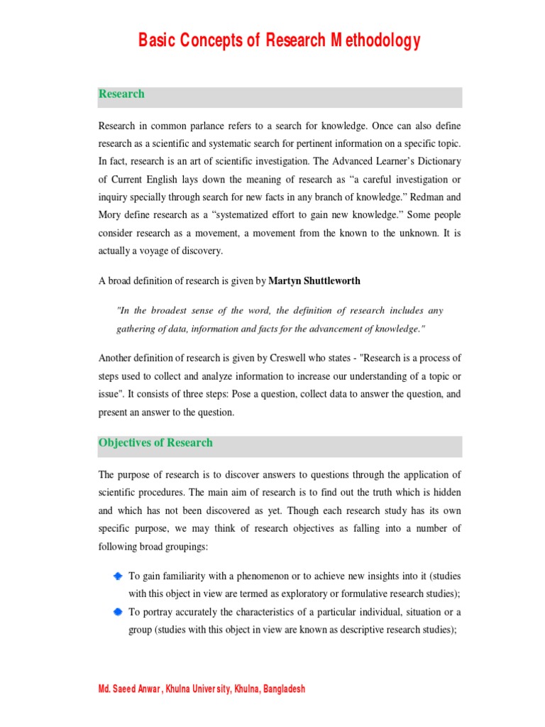 Key Concepts in Research Methodology | PDF | Social Research | Hypothesis