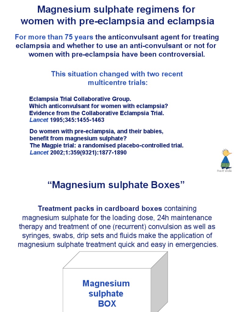 MgSO4 for Eclampsia Intravenous Therapy Medical Specialties