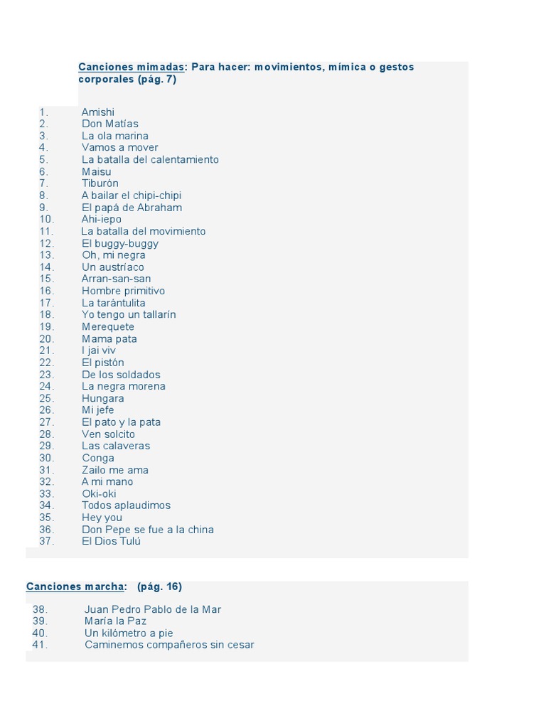 Canciones Mimadas | PDF | Alimentos | Ocio, image size:768x1024