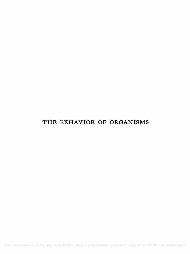 The Behavior Of Organisms Skinner Pdf Pdf Stimulus Physiology