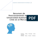 Resumen de Posicionamiento de la Universidad Autónoma de Chile en el Mercado