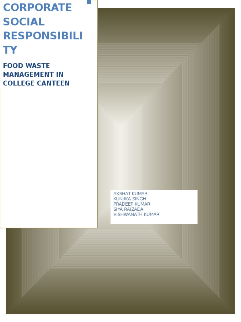 Canteen Food Waste Disposal CSR PDF International Union For