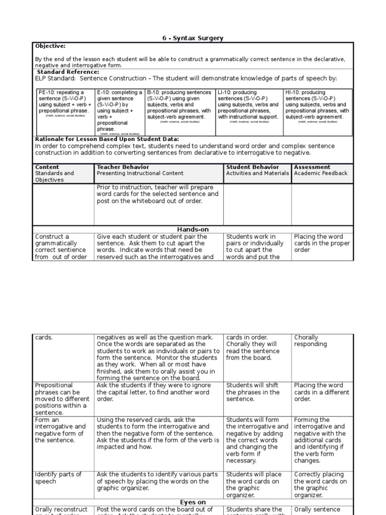 6 - Syntax Surgery: Objective | PDF | Phrase | Verb