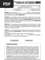 Carta Comunicado Suspension Perfecta de Labores Por Cese 