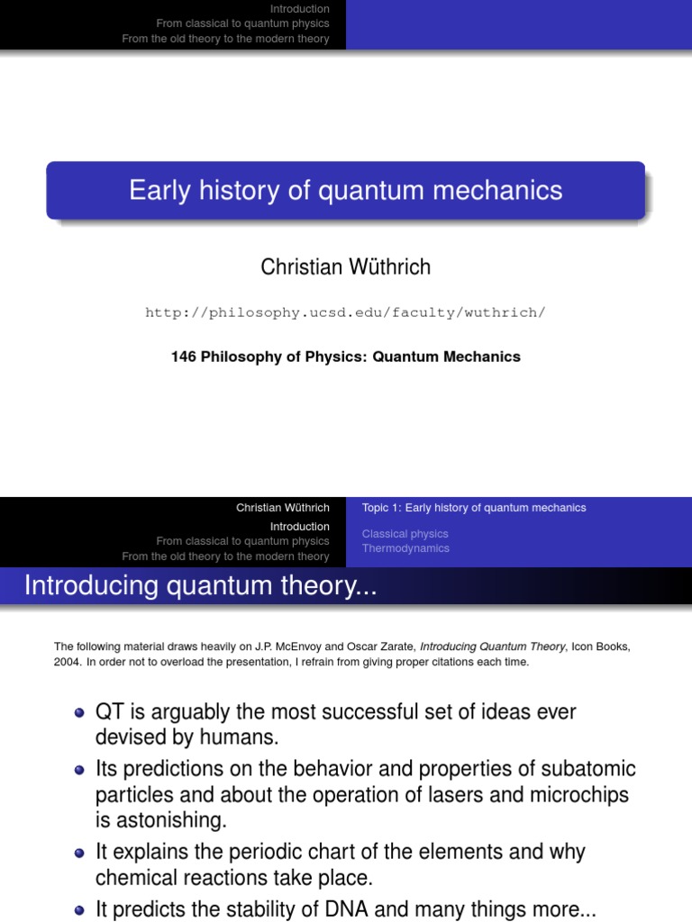 Early History of Quantum Mechanics | PDF | Electromagnetic Radiation ...
