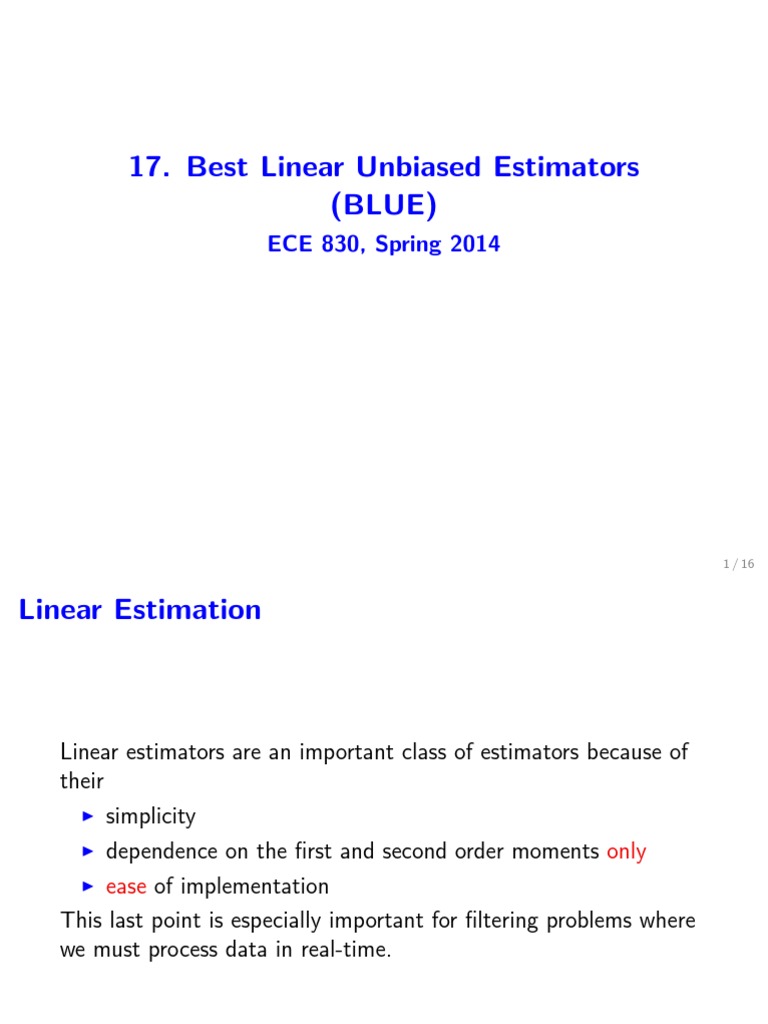 Best Linear Unbiased Estimators Explained | PDF