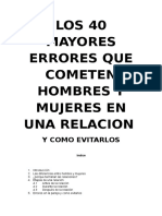 Los 40 Mayores Errores Que Cometen Hombres y Mujeres en Una Relacion