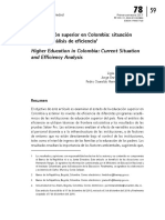 La educación superior en Colombia: situación actual y análisis de eficiencia
