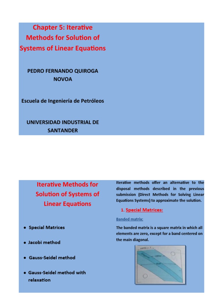 Iterative Methods For Solution of Systems of Linear Equations | PDF ...