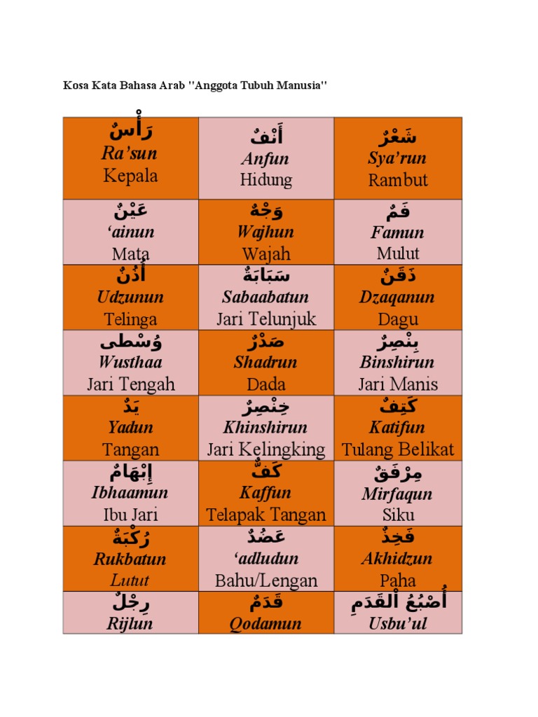 Anggota Tubuh Dlm Bhs Arab Pdf