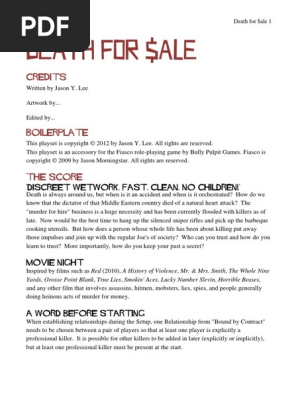 Fiasco Death for Sale