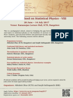 Bangalore School On Statistical Physics VIII: 28 June - 14 July 2017