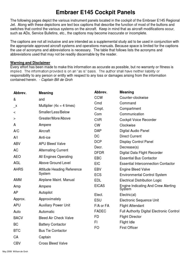 Embraer E145 Cockpit Instrument Guide | PDF