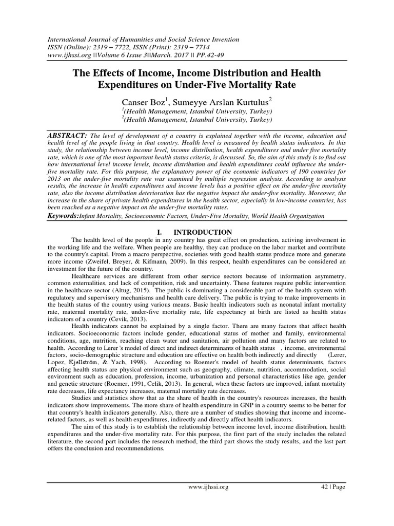 The Effects of Income, Income Distribution and Health Expenditures On ...