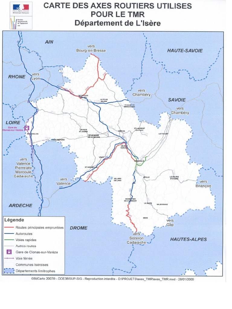 Carte Des Axes Routiers Utilisés Pour Le TMR en Isère | PDF