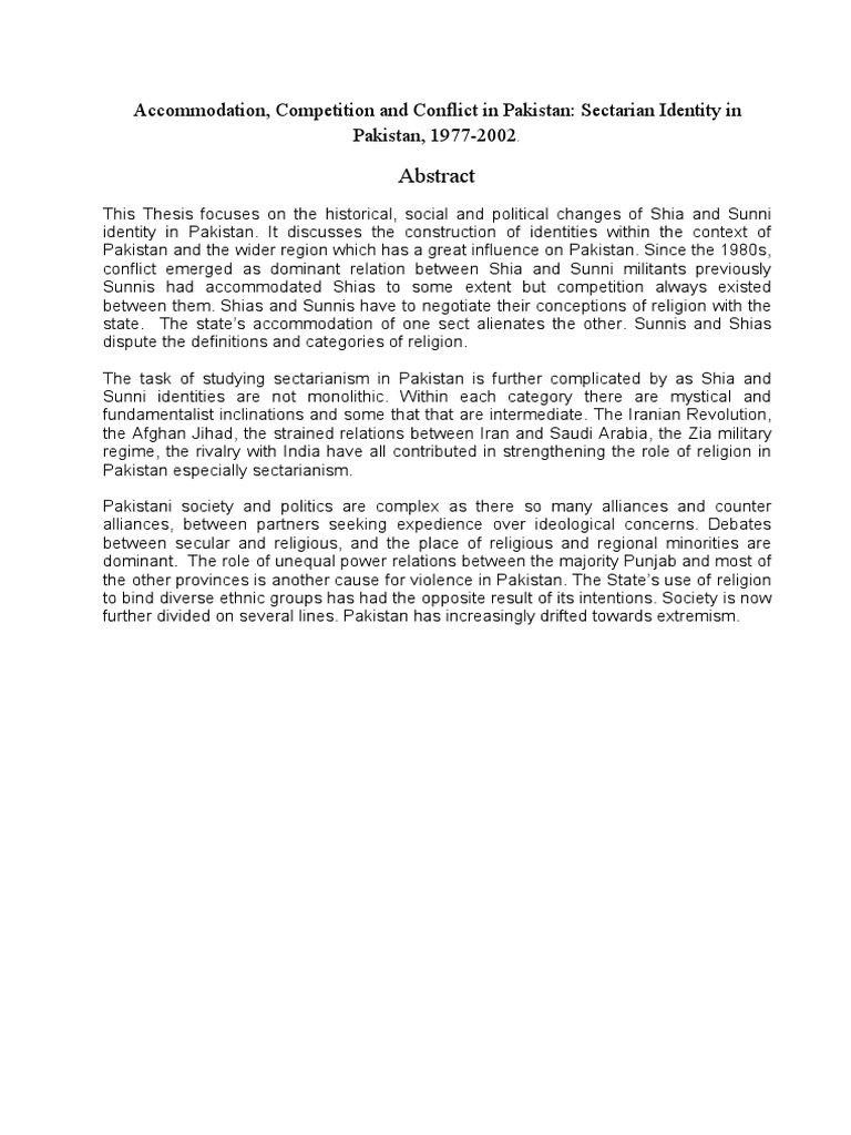 MPhil Abstract On Sectarian Identity in | PDF | Social Science ...