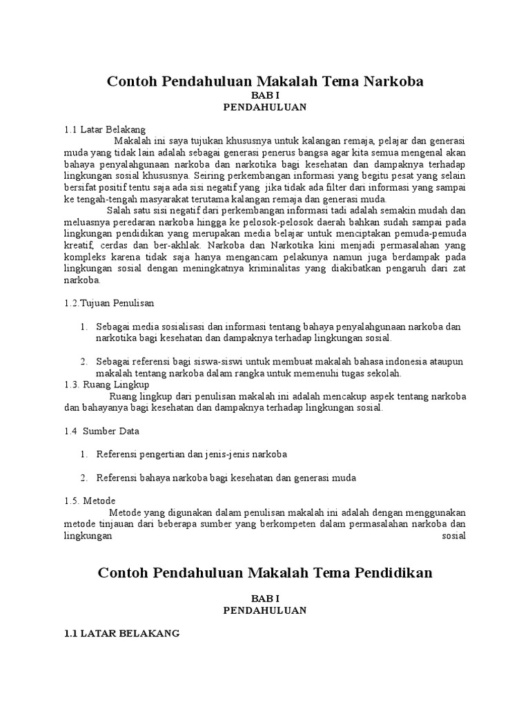 Contoh Pendahuluan Makalah narkoba dan obat obatan ...
