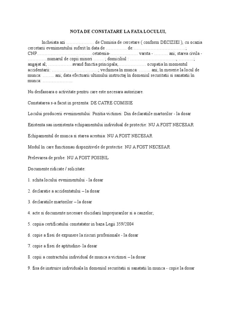 Nota de Constatare La Fata Locului | PDF