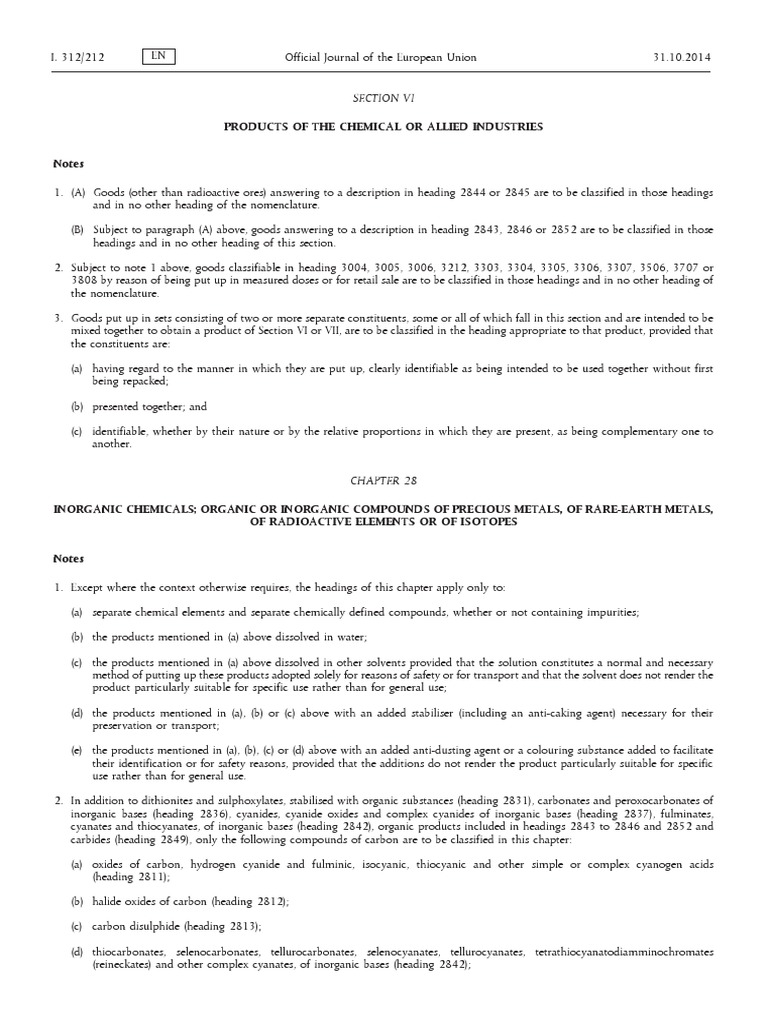 Products of The Chemical or Allied Industries Notes Section Vi PDF