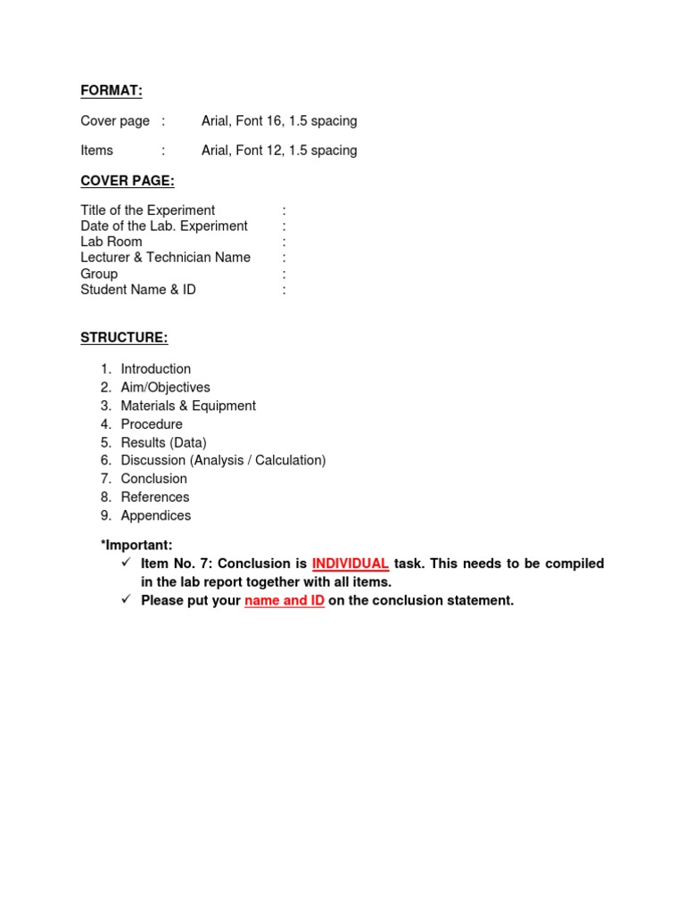 Lab Report Format PDF Citation Experiment