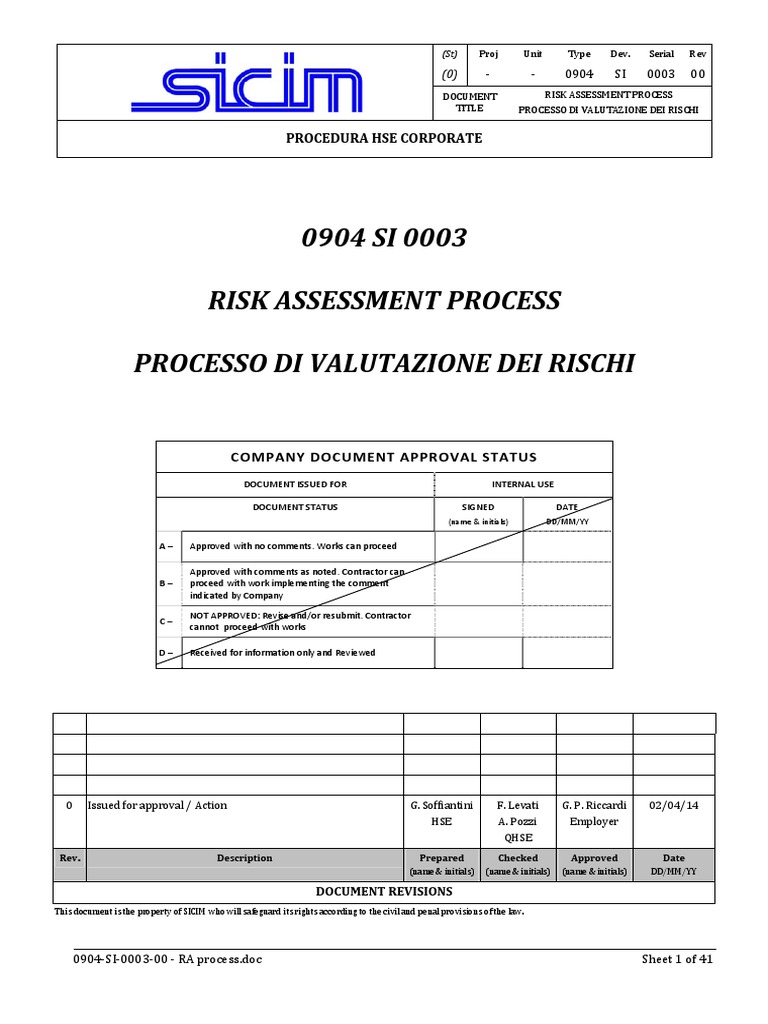 0904 Si 0003 00 Risk Assessment | PDF | Risk | Personal Protective ...